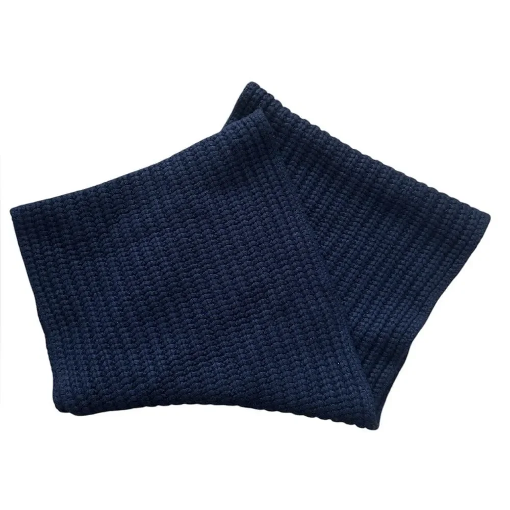 J. Crew Navy Chunky Ribbed Infinity Winter Knit Scarf Lambswool Cashmere Blend